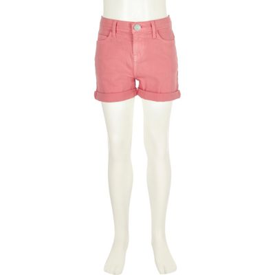 Girls pink denim shorts